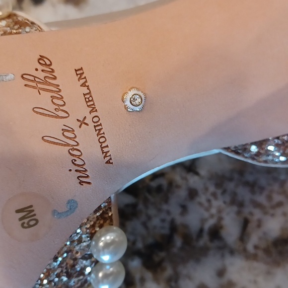 Antonio Melani x Nicola Bathie Bebe Ankle Strap Glitter Pearl Detail Multi Size - Picture 15 of 15